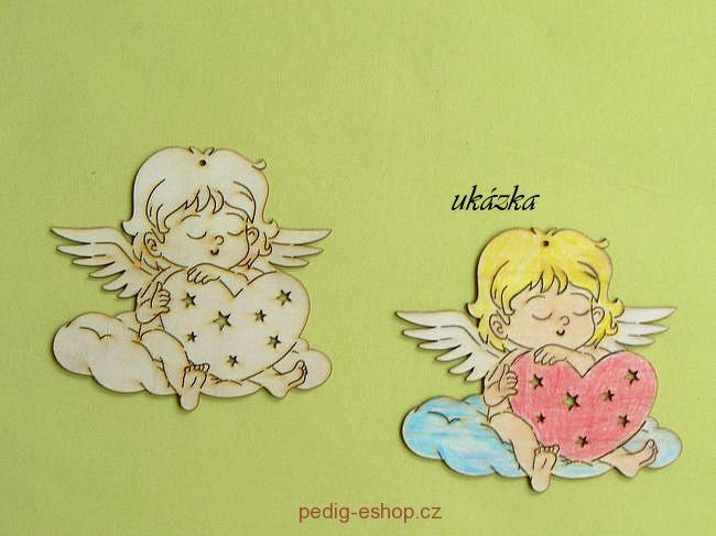 Výsek anděl se srdíčkem - vel.9x8cm
