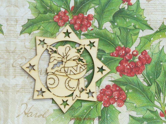 Hvězda s baňkou - 8x8cm