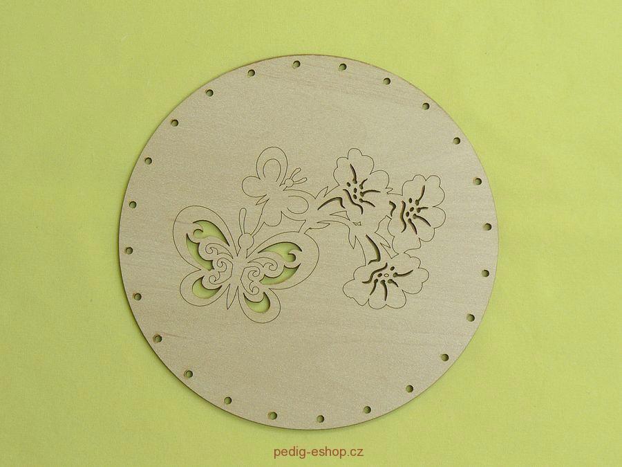 Gravírované dno pr.16cm  - kytičky a motýlek