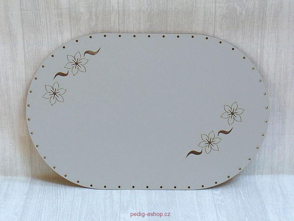 Dno šedé 37x24cm - dvě kytičky