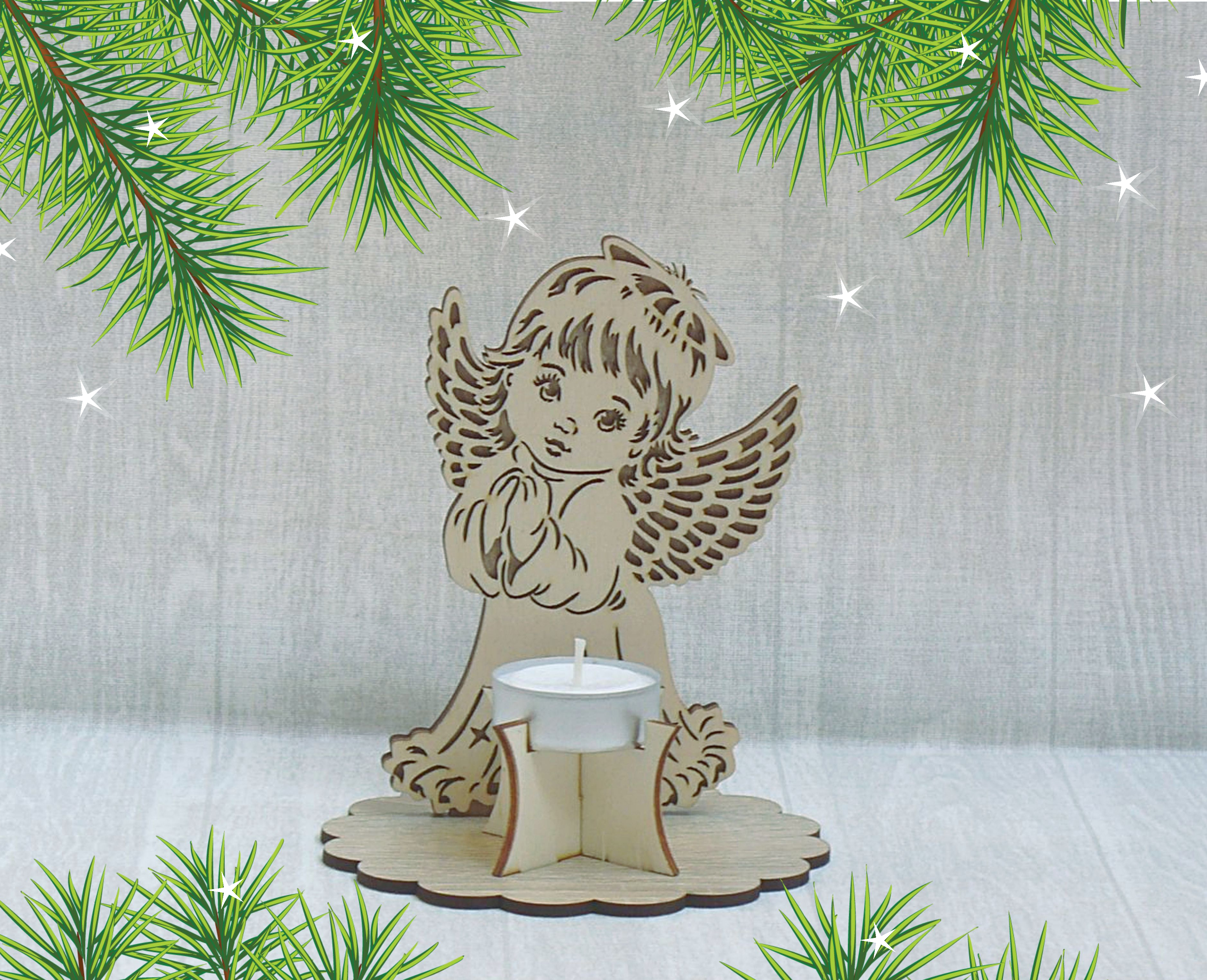 3D svícen s andílkem - výška 14cm