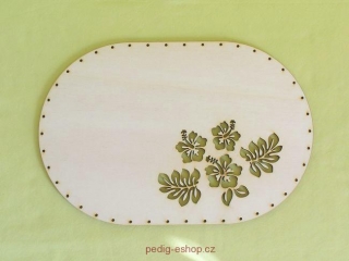 Vyřezávané dno 33 x 22 cm - kytička s lístečkem