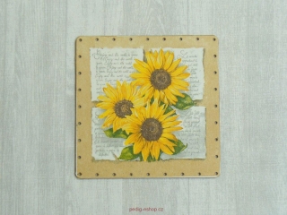 Dno zdobené - 16,5x16,5cm slunečnice