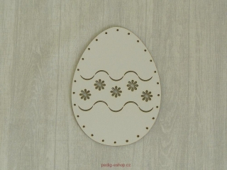 Vejce 19,5x14,5 cm - vyřezávané kytičky na bílém